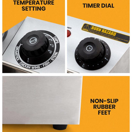 EuroChef Commercial Electric Deep Fryer Frying Basket Chip Cooker Fry Scoop