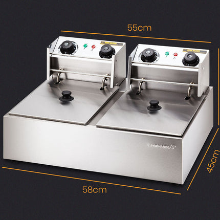 EuroChef Commercial Electric Deep Fryer Twin Frying Basket Chip Cooker Fry