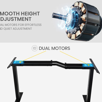 Fortia L Shaped Sit To Stand Up Corner Standing Desk, 72-120cm, Dual Motor, Adjustable Height Electric, 80kg Load, Right-Hand Sided, Black