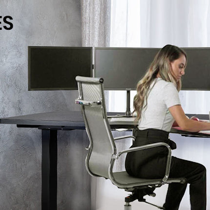 Fortia L Shaped Sit To Stand Up Corner Standing Desk, 72-120cm, Dual Motor, Adjustable Height Electric, 80kg Load, Right-Hand Sided, Black