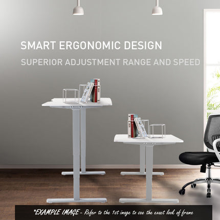 Fortia Sit To Stand Up Standing Desk, 160x75cm, 62-128cm Electric Height Adjustable, Dual Motor, 120kg Load, Arched, White Oak Style/Silver Frame