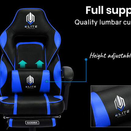 OVERDRIVE Gaming Chair Racing Computer PC Seat Office Reclining Footrest Blue