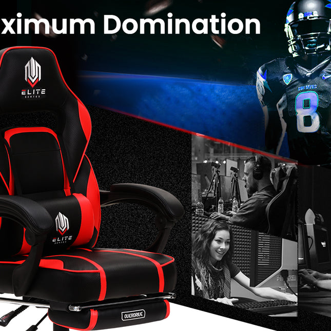 OVERDRIVE Gaming Chair Racing Computer PC Seat Office Reclining Footrest Red