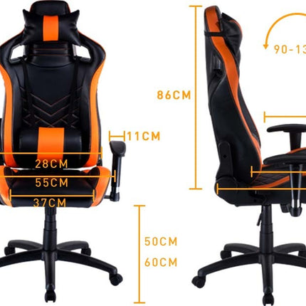 Overdrive Gaming Chair Office Computer Racing PU Leather Executive Black Orange