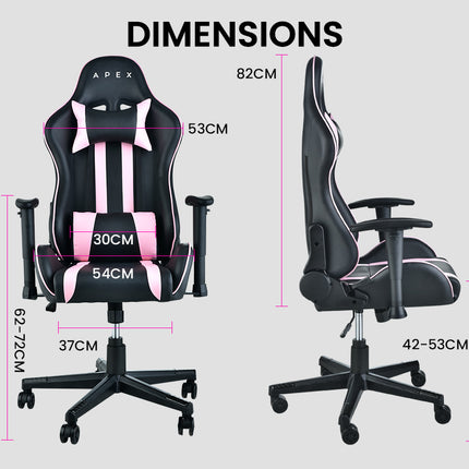 OVERDRIVE Reclining Pink Gaming Chair Office Computer Ergonomic Racing Seat