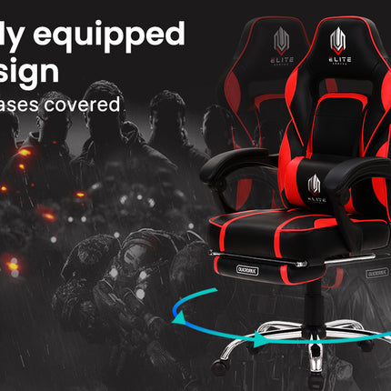 OVERDRIVE Gaming Chair Desk Racing Seat Setup PC Combo Office Table Black Red