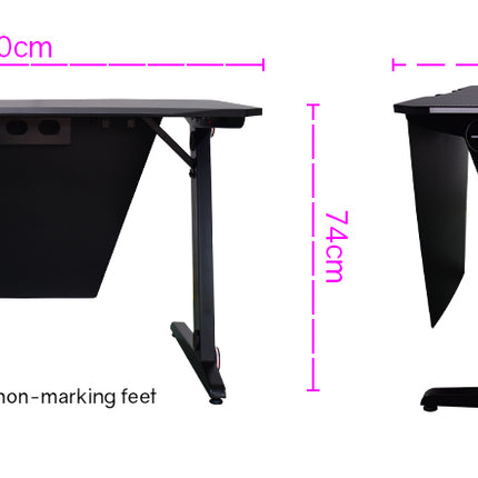 OVERDRIVE Gaming Desk 120cm PC Computer LED Lights Carbon Fibre Style Black RGB