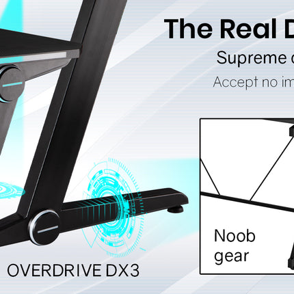 OVERDRIVE Gaming Desk 120cm PC Computer LED Lights Carbon Fibre Style Black RGB