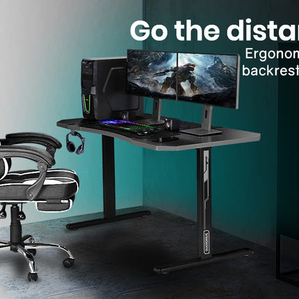 OVERDRIVE Gaming Desk 139cm PC Table Setup Computer Carbon Fiber Style Black