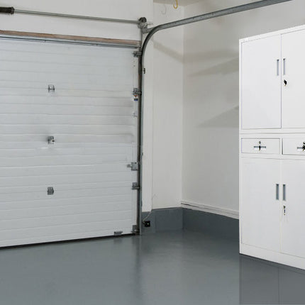 FORTIA Stationary Cabinet Office Home Storage Metal Lockable 4 Door Cupboard Drawers