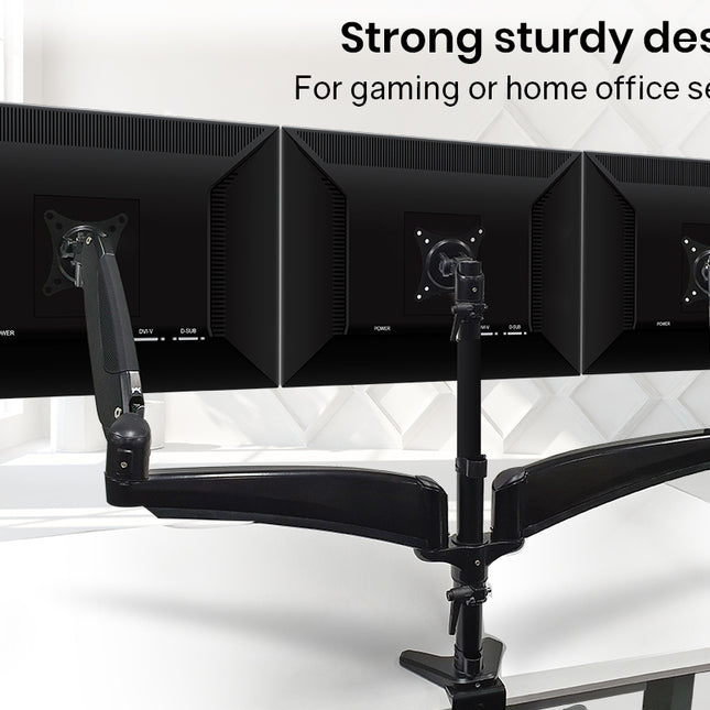 FORTIA Triple Monitor Stand Arm Computer Display Mount Adjustable Vesa Bracket 3 Screen