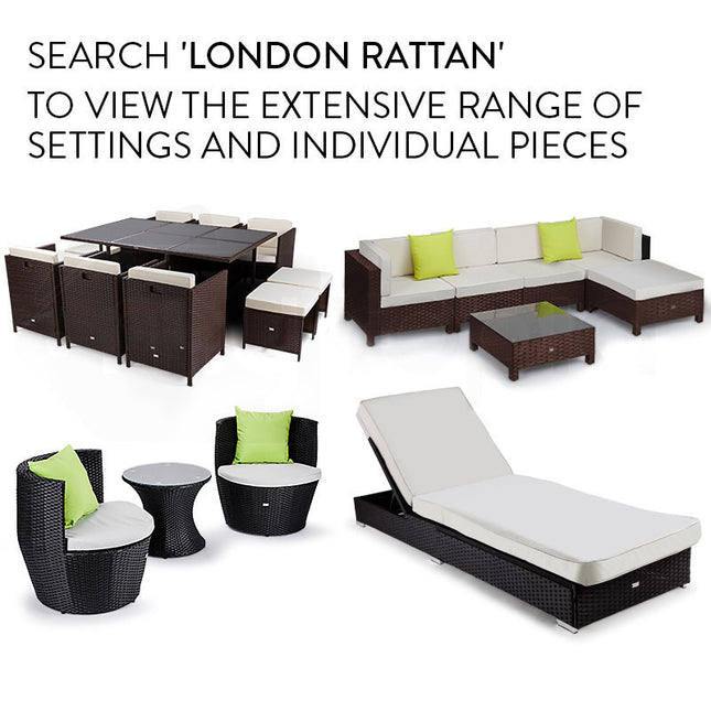 LONDON RATTAN 1pc Sofa Outdoor Furniture Setting - Steel Frame Garden Lounge