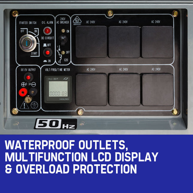 Portable Diesel Generator GenPower 8.4kW Peak Single Phase Key Start 13HP Engine Commercial