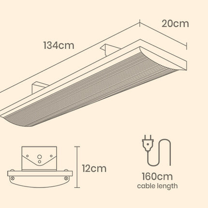 BIO Outdoor Strip Radiant Heater Alfresco 3200W Ceiling Wall Mount Heating Bar Panel