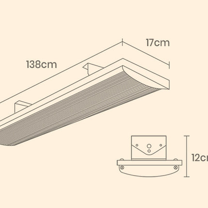 BIO Outdoor Strip Radiant Heater Alfresco 3200W Ceiling Wall Mount Heating Slimline Bar Panel