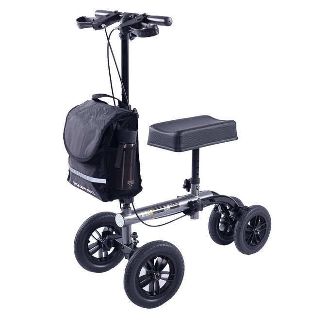 EQUIPMED Foldable Knee Walker Scooter, Bag, Dual Brakes, Titanium Style