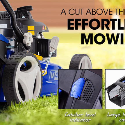 POWERBLADE Lawn Mower 139CC 17 - Petrol Powered Push Lawnmower 4 Stroke Engine