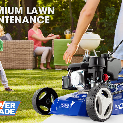 POWERBLADE Lawn Mower 139CC 17 - Petrol Powered Push Lawnmower 4 Stroke Engine