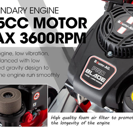 Baumr-AG Lawn Mower 18 175cc Petrol Self-Propelled Push Lawnmower 4-Stroke