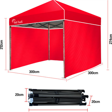 Red Track 3x3m Folding Gazebo Shade Outdoor Pop-Up Red Foldable Marquee