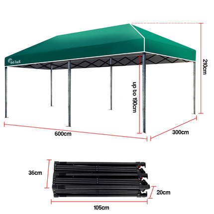 Red Track 3x6m Folding Gazebo Shade Outdoor Green Foldable Marquee Pop-Up