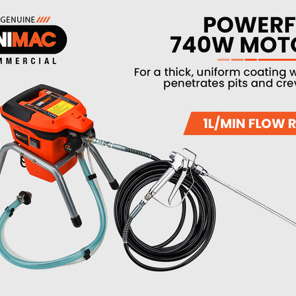 Unimac 740W Electric Airless Paint Sprayer Portable High Pressure Station Spray Gun