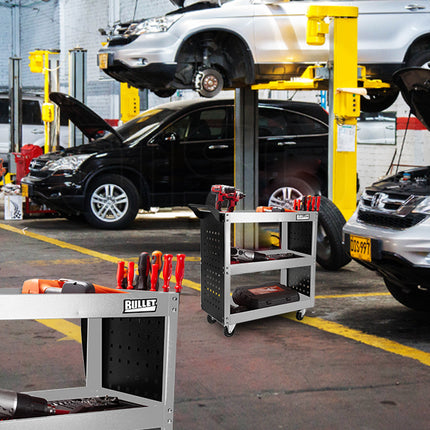 BULLET Tool Trolley Cart Storage 3-Tier Metal Rolling Steel Mechanic Utility