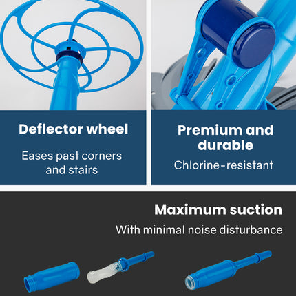 Aurelaqua Swimming Pool Cleaner Floor Climb Wall Automatic Vacuum 10M Hose Blue