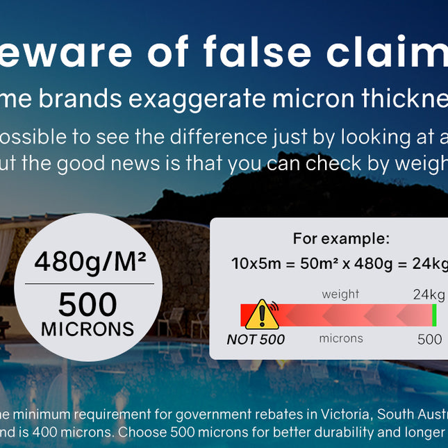 AURELAQUA Pool Cover 500 Micron 10x5m Solar Blanket Swimming Thermal Blue Silver