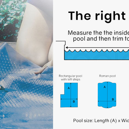 AURELAQUA Pool Cover 500 Micron 7x4m Solar Blanket Swimming Thermal Blue