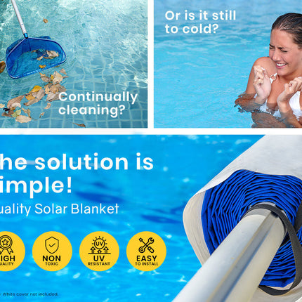 AURELAQUA Pool Cover 400 Micron 7x4m Solar Blanket Swimming Thermal Blue Silver