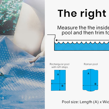 AURELAQUA Pool Cover 400 Micron 9.5x4m Solar Blanket Swimming Thermal Blue Silver