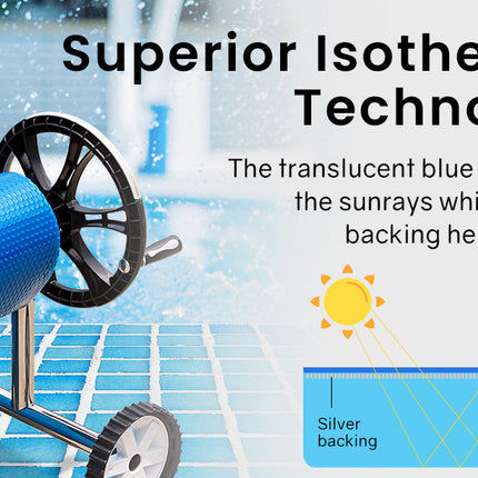 AURELAQUA Pool Cover 500 Micron 9.5x5m Solar Blanket Swimming Heater Blue Silver