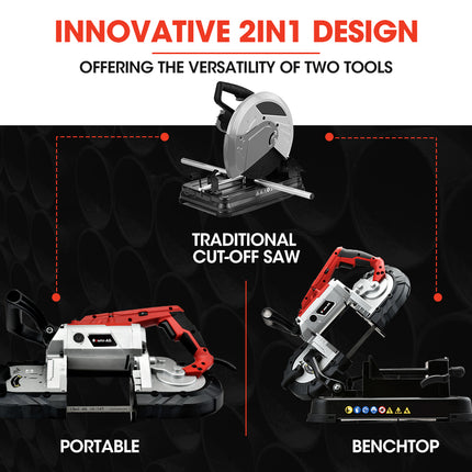 BAUMR-AG Portable Band Saw Cold Cut Metal Cut Off Bandsaw Steel Hand Drop Slicer Cutter Chop