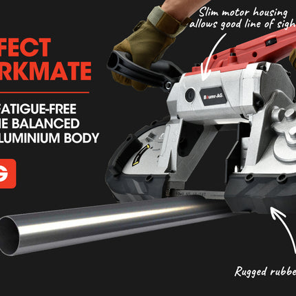 BAUMR-AG Portable Band Saw Cold Cut Metal Cut Off Bandsaw Steel Hand Drop Slicer Cutter Chop