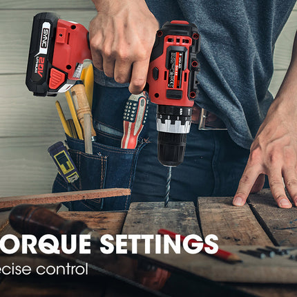 BAUMR-AG 20V Cordless Power Drill Kit Lithium Battery Hammer Drilling with Bag