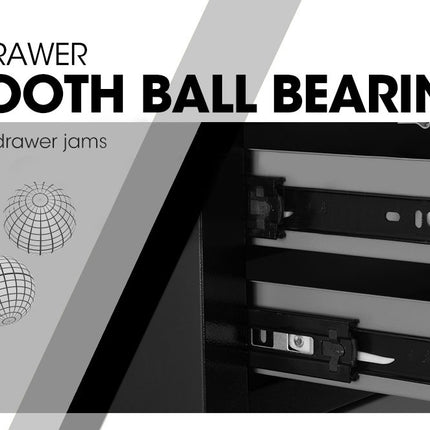 BULLET Tool Chest Cabinet Box Trolley Rolling Wheels Drawer Storage Steel Black