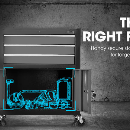 BULLET Tool Chest Cabinet Box Trolley Rolling Wheels Drawer Storage Steel Black