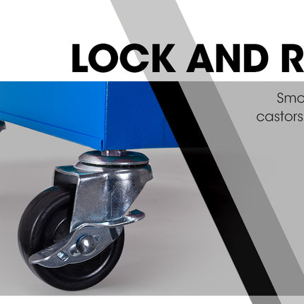 BULLET Tool Chest Cabinet Box Trolley Rolling Wheels Drawer Storage Steel Blue