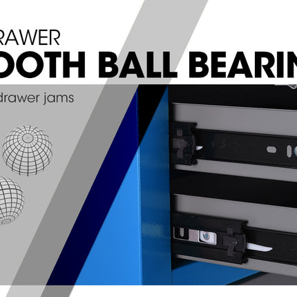 BULLET Tool Chest Cabinet Box Trolley Rolling Wheels Drawer Storage Steel Blue