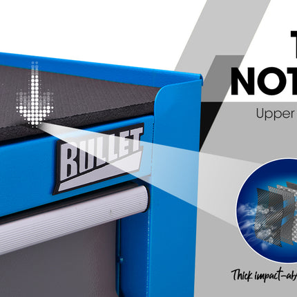 BULLET Tool Chest Cabinet Box Trolley Rolling Wheels Drawer Storage Steel Blue
