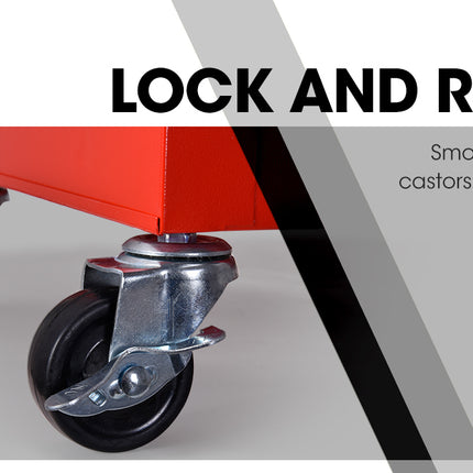 BULLET Tool Chest Cabinet Box Trolley Rolling Wheels Drawer Storage Steel Red