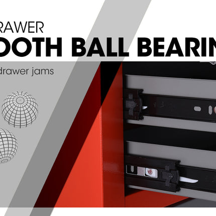 BULLET Tool Chest Cabinet Box Trolley Rolling Wheels Drawer Storage Steel Red