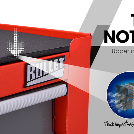 BULLET Tool Chest Cabinet Box Trolley Rolling Wheels Drawer Storage Steel Red