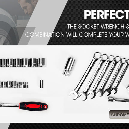 BULLET 118pc Tool Kit Box Set Metal Spanner Organizer Household Socket Toolbox