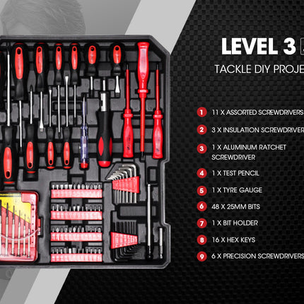 BULLET 925PC Tool Box On Wheels Kit Trolley Mobile Handle Toolbox Set Storage