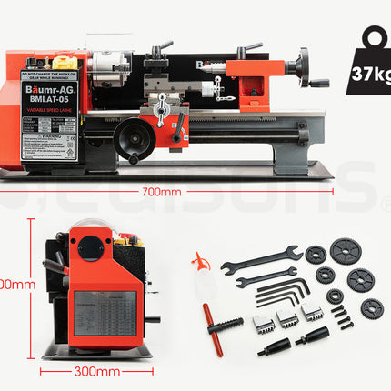 BAUMR-AG Mini Metal Lathe Small Hobby Micro Variable Speed Machine DIY Benchtop