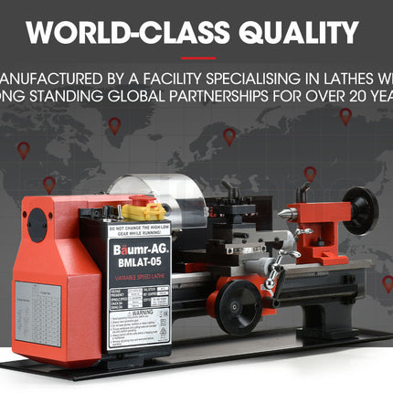 BAUMR-AG Mini Metal Lathe Small Hobby Micro Variable Speed Machine Benchtop DIY