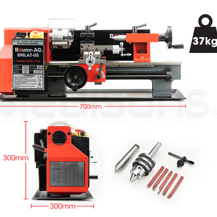BAUMR-AG Mini Metal Lathe Small Hobby Micro Variable Speed Machine Benchtop DIY