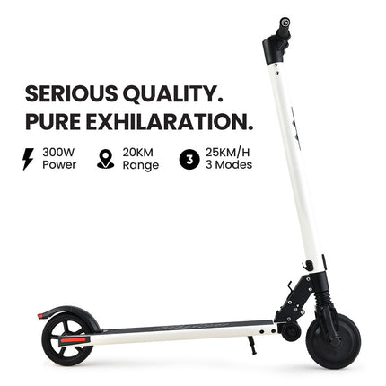 ALPHA Peak Electric Scooter 300W Power Up to 25km/h Adult Teens E-Scooter Easy Fold, White